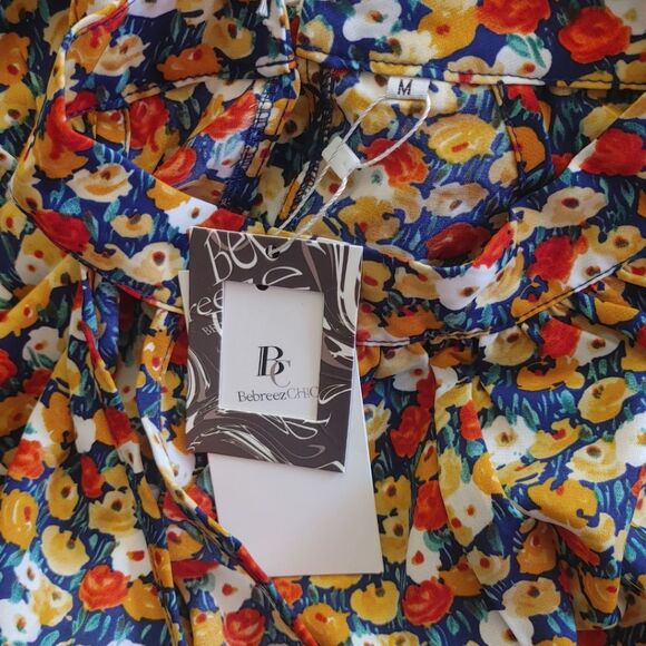 Bebreez Red and Yellow Floral Tiered Grecian Maxi Dress - Medium - Picture 6 of 9